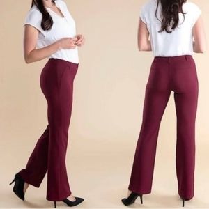Betabrand Classic Straight Leg Dress Pant Yoga Pants Burgundy Red size Large